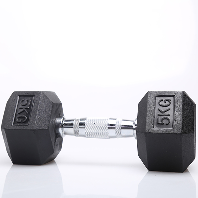 Weight Lifting Hexagon Rubber Coated Dumbbell